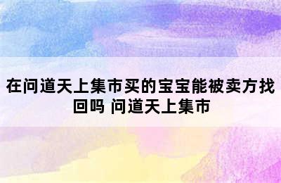 在问道天上集市买的宝宝能被卖方找回吗 问道天上集市